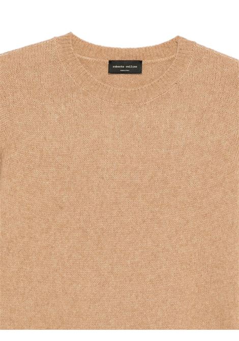 crewneck sweater man camel ROBERTO COLLINA | 253M40001M4005